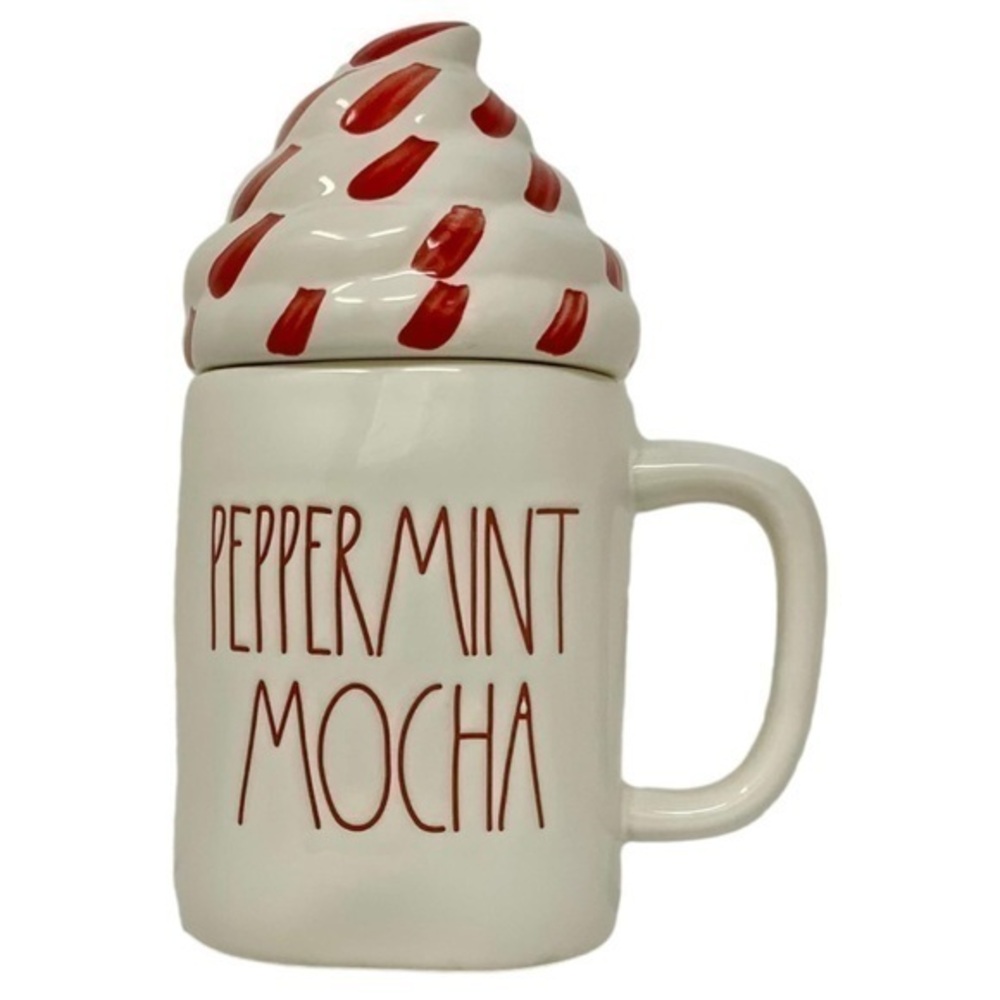RAE DUNN ceramic Peppermint Mocha Mug & Topper Christmas Large mug collection